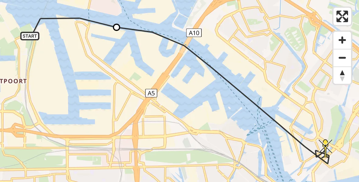 Routekaart van de vlucht: Lifeliner 1 naar Amsterdam, Hemweg