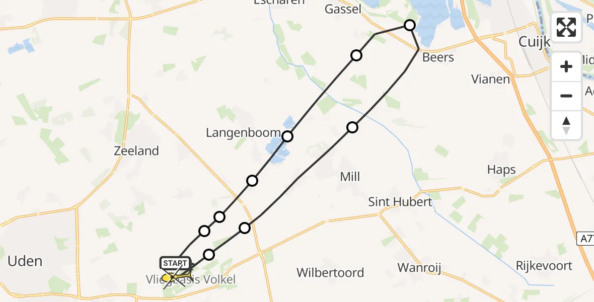 Routekaart van de vlucht: Lifeliner 3 naar Vliegbasis Volkel, Houtvennen