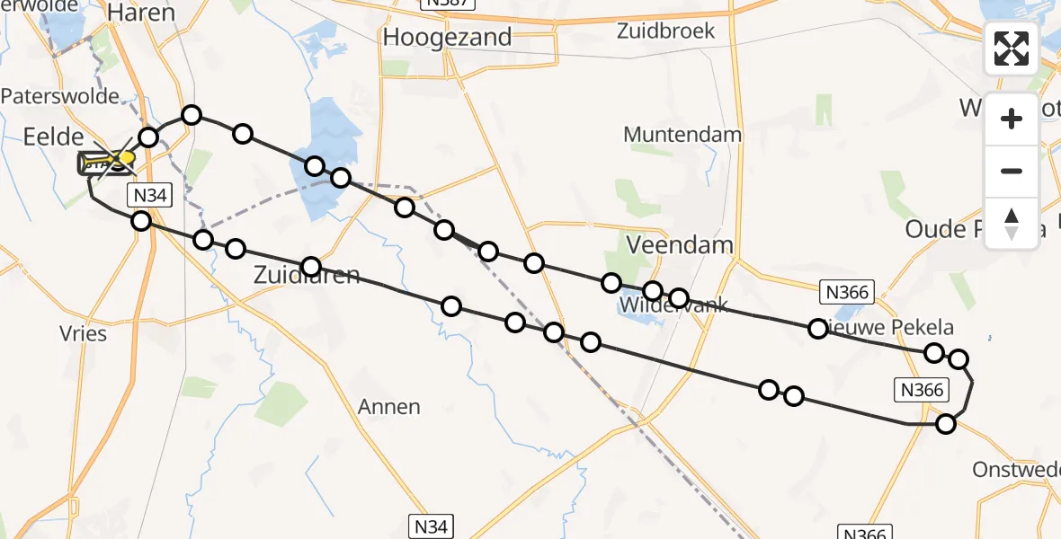 Routekaart van de vlucht: Lifeliner 4 naar Groningen Airport Eelde, Moespot