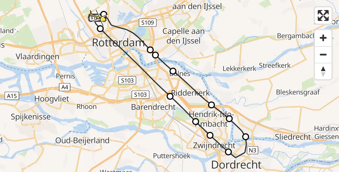 Routekaart van de vlucht: Lifeliner 2 naar Rotterdam The Hague Airport, Pilotenpad