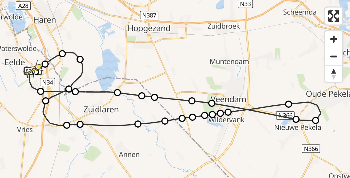 Routekaart van de vlucht: Lifeliner 4 naar Groningen Airport Eelde, Vissersweg