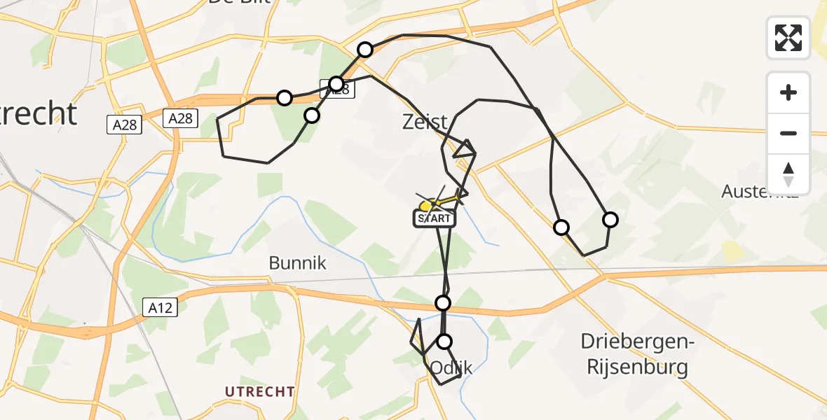 Routekaart van de vlucht: Politiehelikopter naar Zeist, Tiendweg