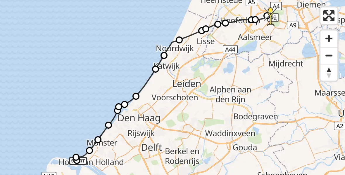 Routekaart van de vlucht: Politieheli naar Schiphol, Noorderhoofd