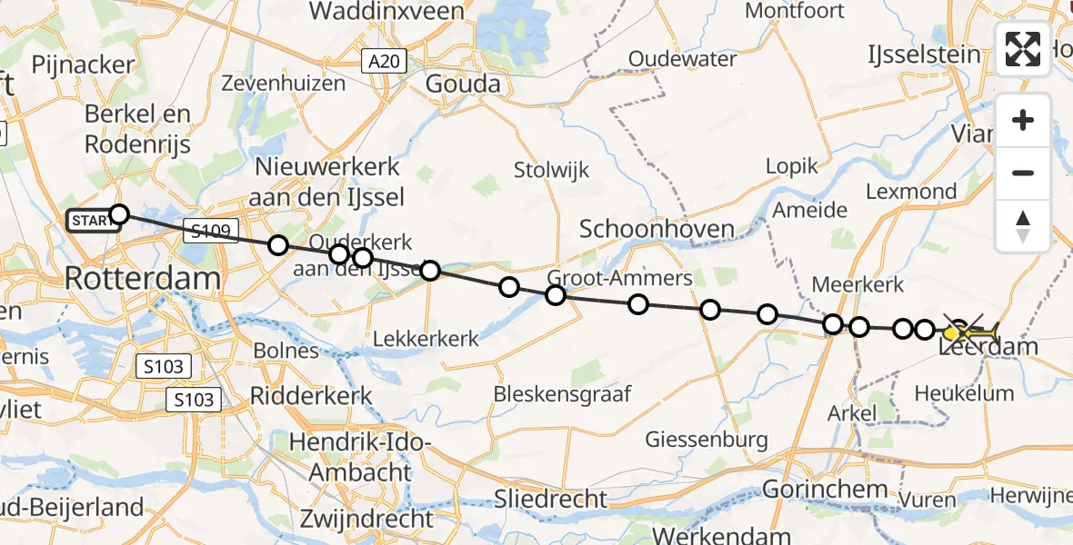 Routekaart van de vlucht: Lifeliner 2 naar Leerdam, Melanchtonweg