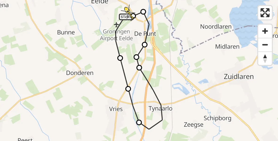 Routekaart van de vlucht: Lifeliner 4 naar Groningen Airport Eelde, Moespot