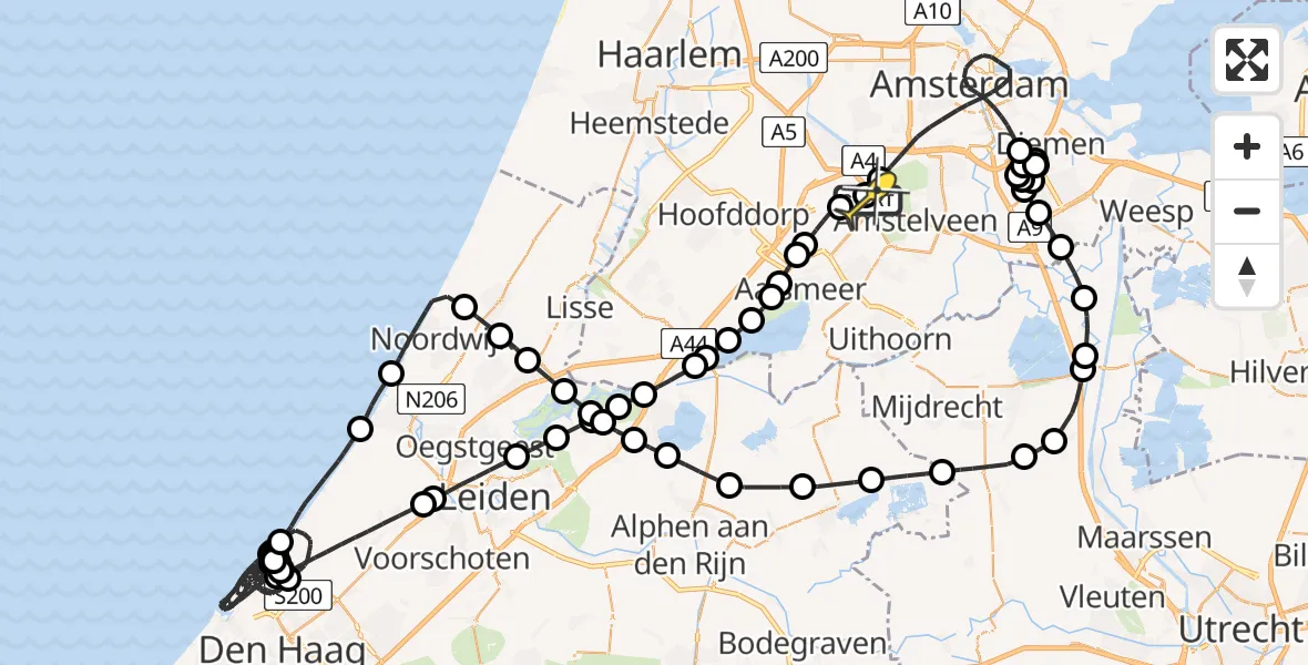 Routekaart van de vlucht: Politieheli naar Schiphol, Thermiekstraat