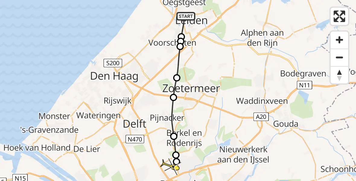 Routekaart van de vlucht: Lifeliner 2 naar Rotterdam The Hague Airport, Haagweg