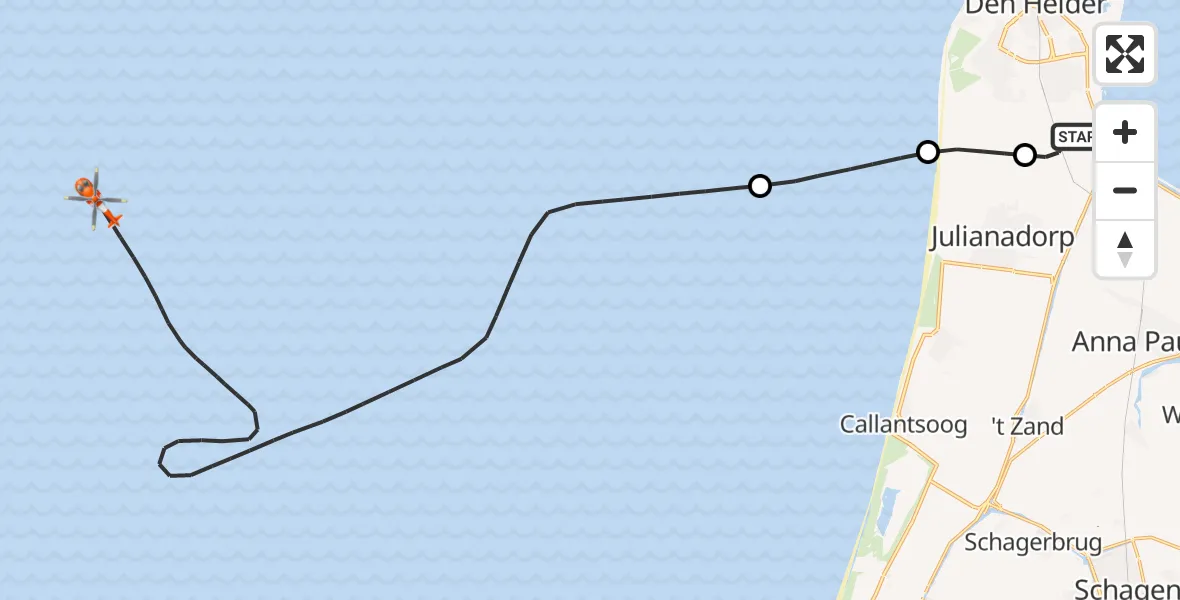 Vluchtroute Kustwachthelikopter Vliegveld De Kooy - , 11 juni 2024, 15:32