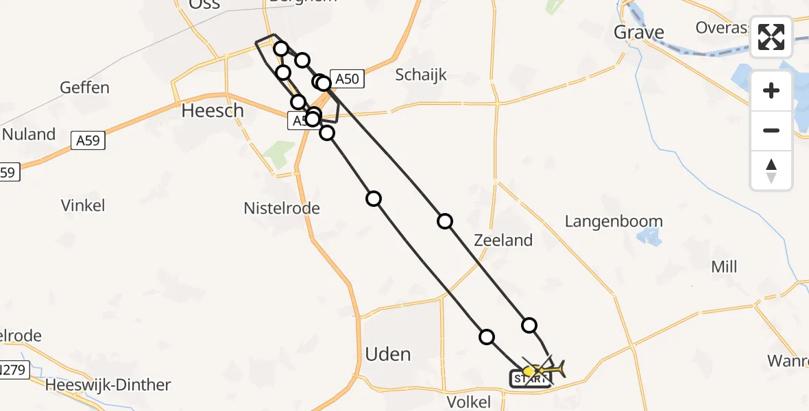 Routekaart van de vlucht: Lifeliner 3 naar Vliegbasis Volkel, Zeelandsedijk