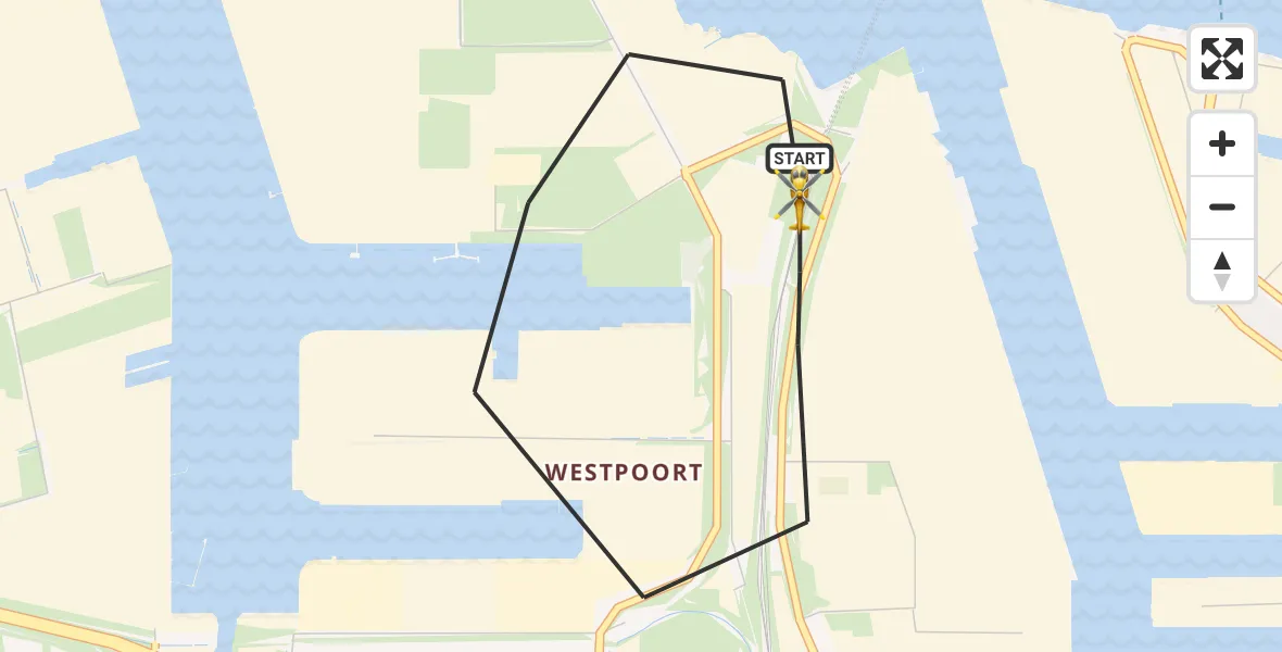 Routekaart van de vlucht: Lifeliner 1 naar Amsterdam Heliport, Hornweg