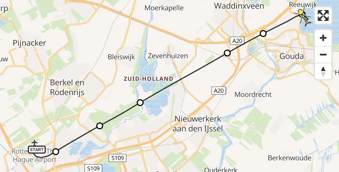 Routekaart van de vlucht: Lifeliner 2 naar Reeuwijk, Van der Duijn van Maasdamweg