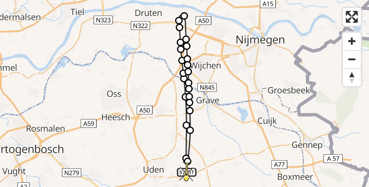 Routekaart van de vlucht: Lifeliner 3 naar Vliegbasis Volkel, Houtvennen