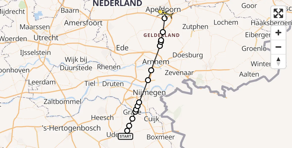 Routekaart van de vlucht: Lifeliner 3 naar Apeldoorn, Houtvennen