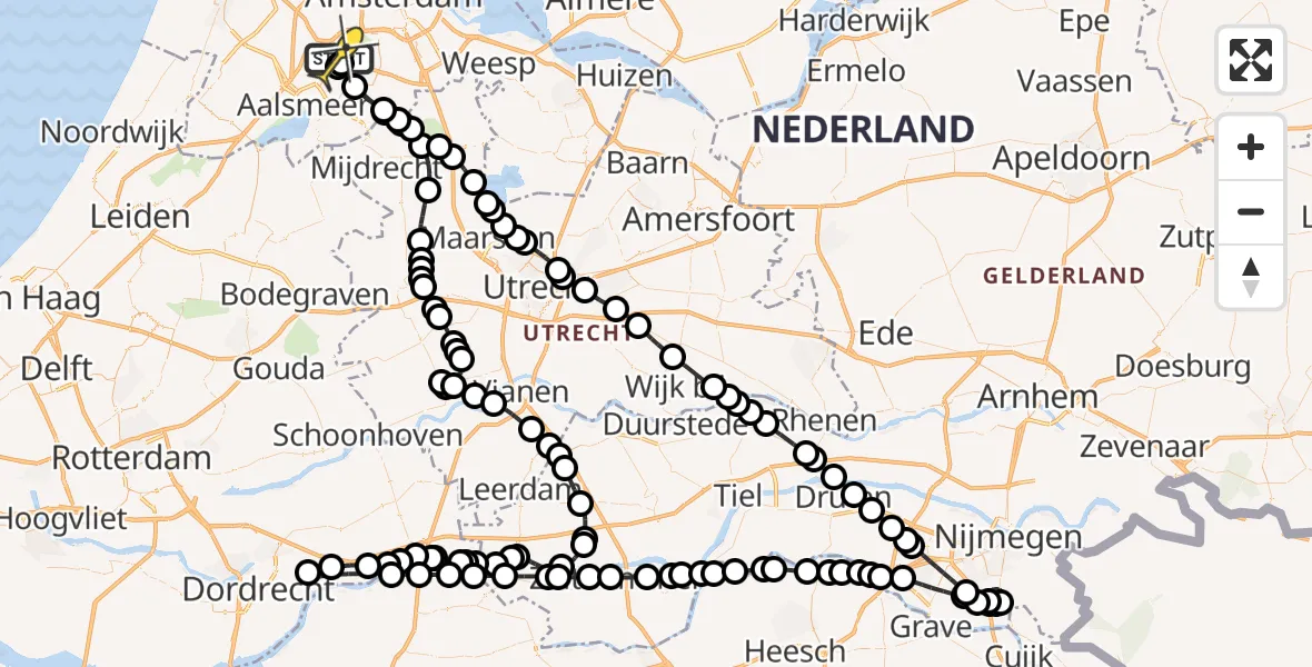 Routekaart van de vlucht: Politieheli naar Schiphol, Mr. Jac. Takkade