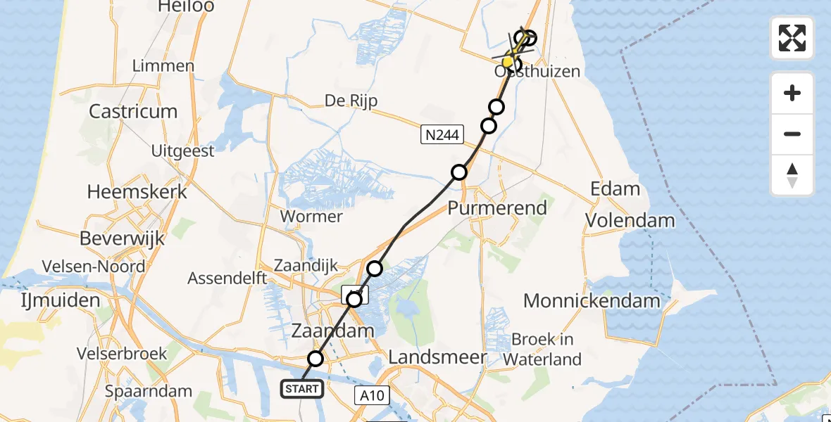 Routekaart van de vlucht: Lifeliner 1 naar Noordbeemster, Kanaalkade