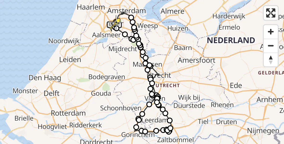 Routekaart van de vlucht: Politieheli naar Schiphol, Schiphol-Oost