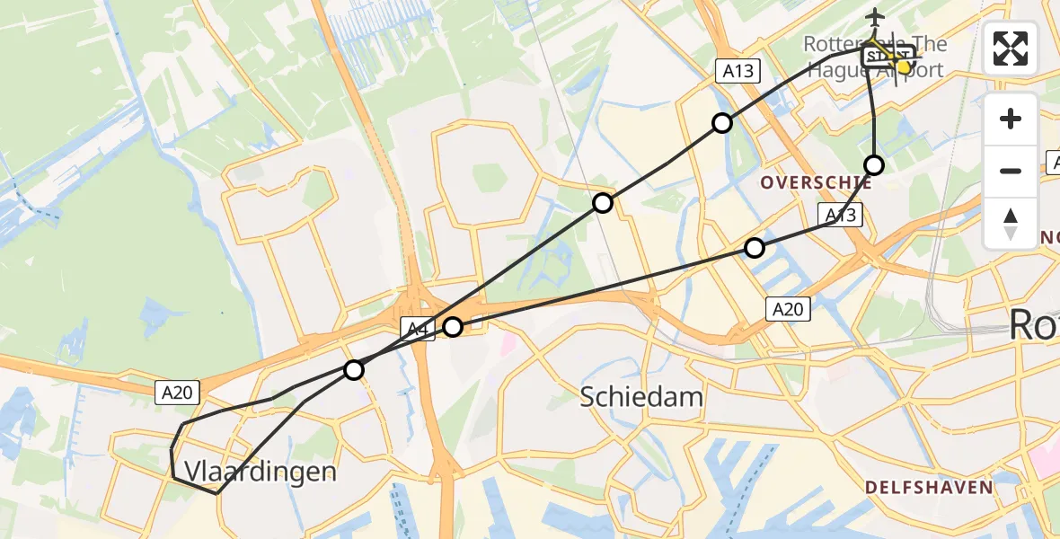Routekaart van de vlucht: Lifeliner 2 naar Rotterdam The Hague Airport, Innsbruckweg