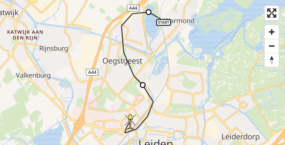 Routekaart van de vlucht: Lifeliner 1 naar Leiden, De Boeg