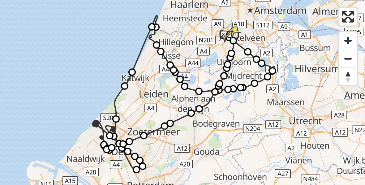 Vluchtroute Politiehelikopter van Schiphol naar Schiphol