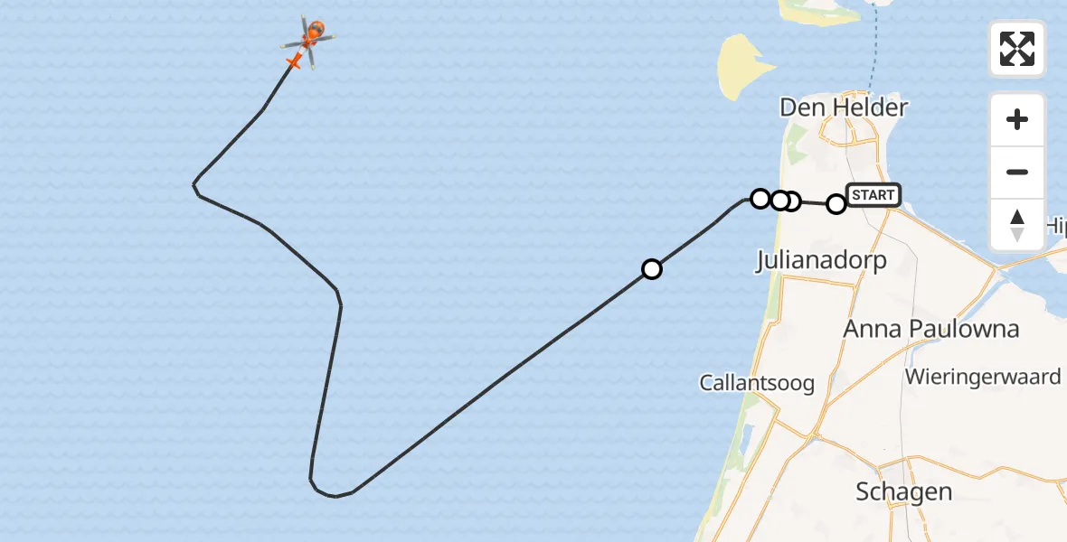 Vluchtroute Kustwachthelikopter Vliegveld De Kooy - , 12 juni 2024, 15:54