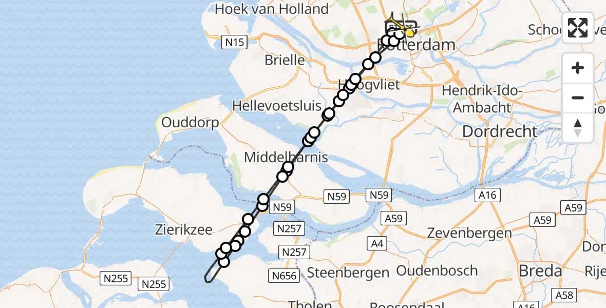 Routekaart van de vlucht: Lifeliner 2 naar Rotterdam The Hague Airport, Plassingel