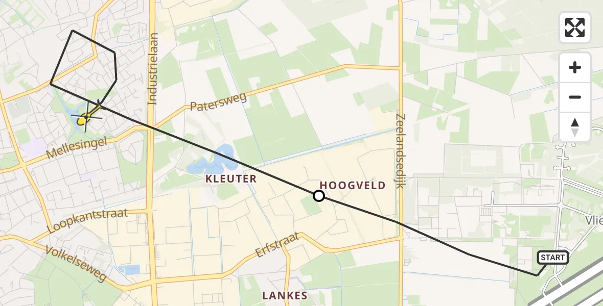 Routekaart van de vlucht: Lifeliner 3 naar Uden, Jagersveld