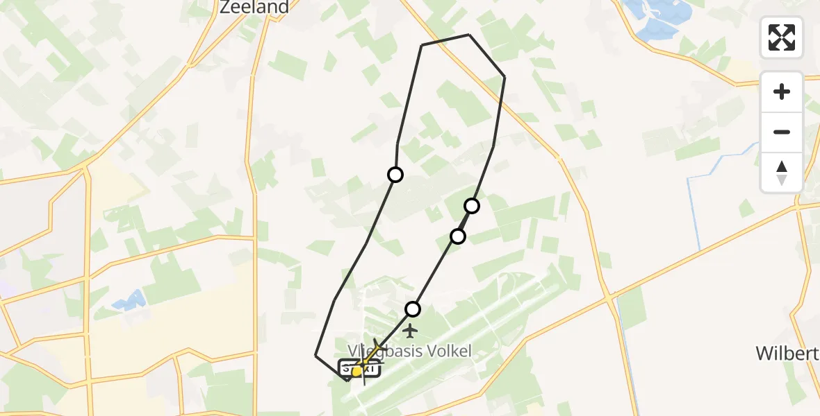 Routekaart van de vlucht: Lifeliner 3 naar Vliegbasis Volkel, Zeelandsedijk