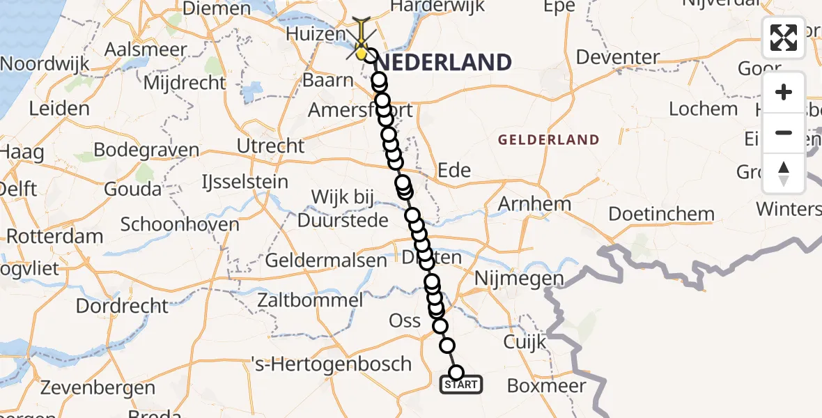 Routekaart van de vlucht: Lifeliner 3 naar Zeewolde, Zeelandsedijk
