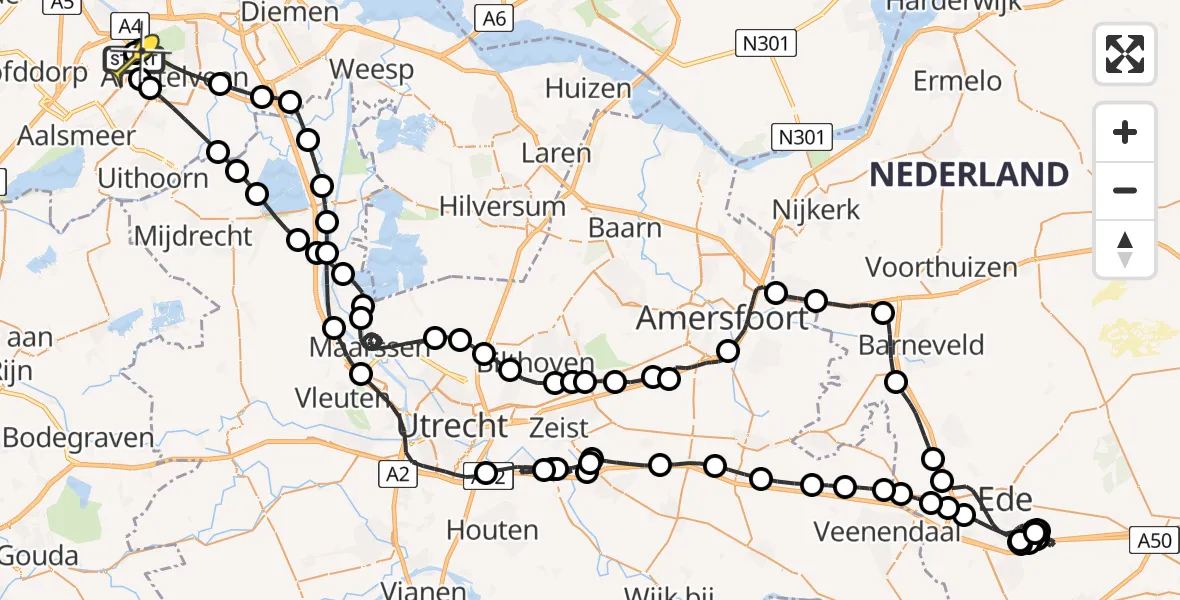 Routekaart van de vlucht: Politieheli naar Schiphol, Halim P.K. straat