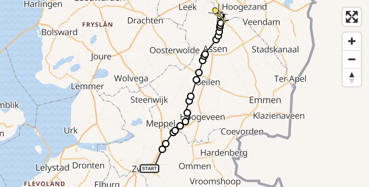 Routekaart van de vlucht: Lifeliner 4 naar Groningen Airport Eelde, Jacob van Neckstraat
