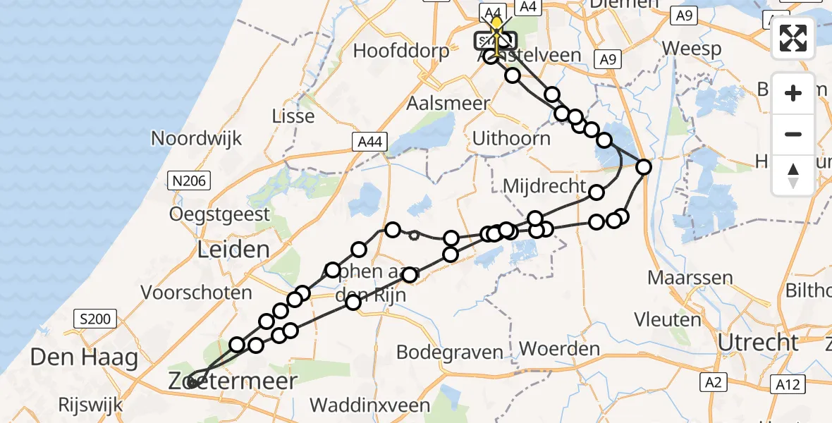 Routekaart van de vlucht: Politieheli naar Schiphol, Westerkimweg