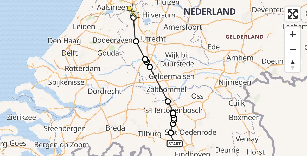 Routekaart van de vlucht: Politiehelikopter naar Vinkeveen, Peperstraat
