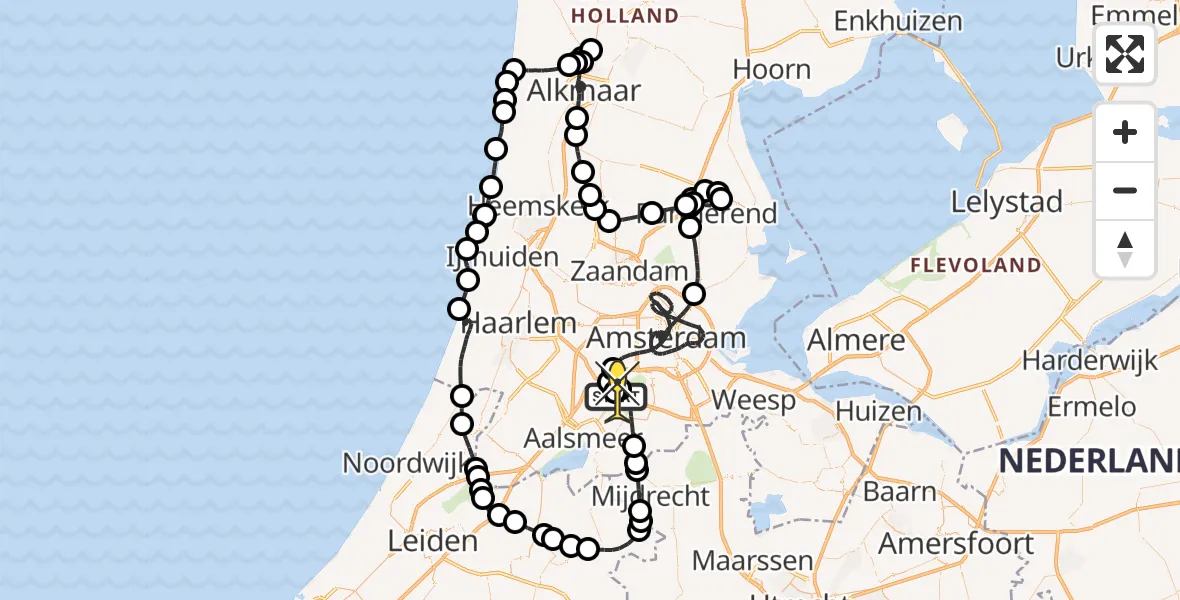 Routekaart van de vlucht: Politieheli naar Schiphol, Thermiekstraat