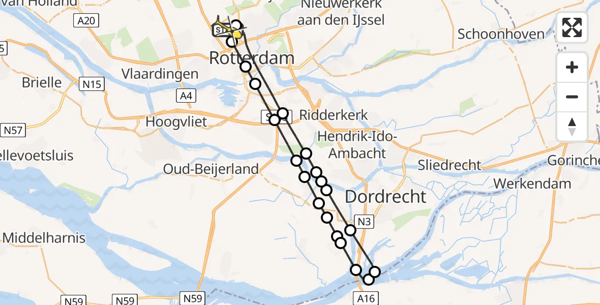 Routekaart van de vlucht: Lifeliner 2 naar Rotterdam The Hague Airport, Terletpad