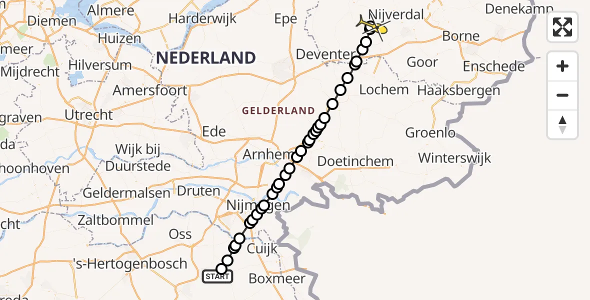 Routekaart van de vlucht: Lifeliner 3 naar Haarle, Millsebaan