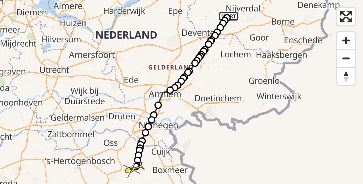 Routekaart van de vlucht: Lifeliner 3 naar Vliegbasis Volkel, Marissinkhof