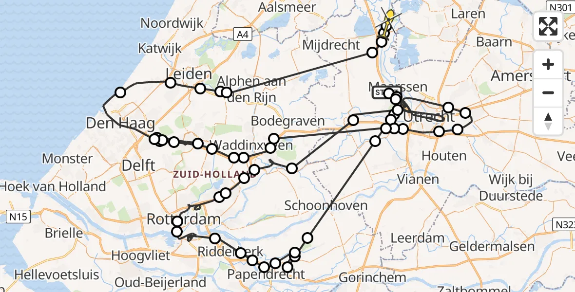 Routekaart van de vlucht: Politieheli naar Loenen aan de Vecht, Oostkanaaldijk