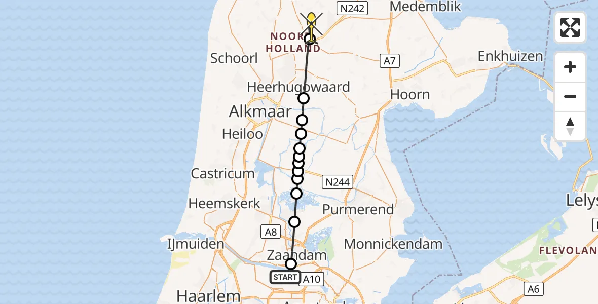 Routekaart van de vlucht: Lifeliner 1 naar 't Veld, Westhavenweg