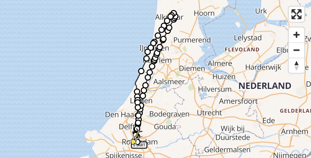 Routekaart van de vlucht: Lifeliner 2 naar Rotterdam The Hague Airport, Willem Buytewechstraat