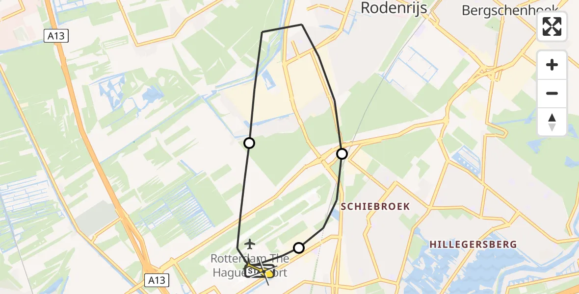 Routekaart van de vlucht: Lifeliner 2 naar Rotterdam The Hague Airport, Da Vincistraat