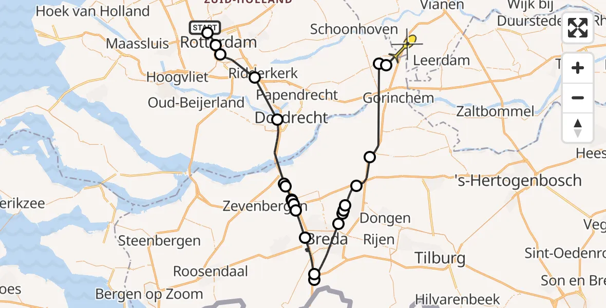 Routekaart van de vlucht: Politieheli naar Meerkerk, Terletpad