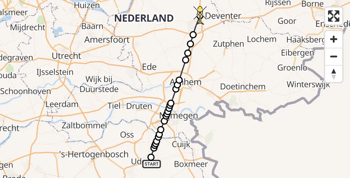 Routekaart van de vlucht: Lifeliner 3 naar Beemte Broekland, Zeelandsedijk