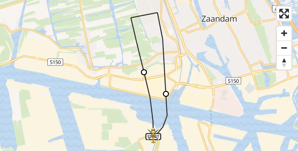 Vluchtroute Traumahelikopter van Amsterdam Heliport naar Amsterdam Heliport