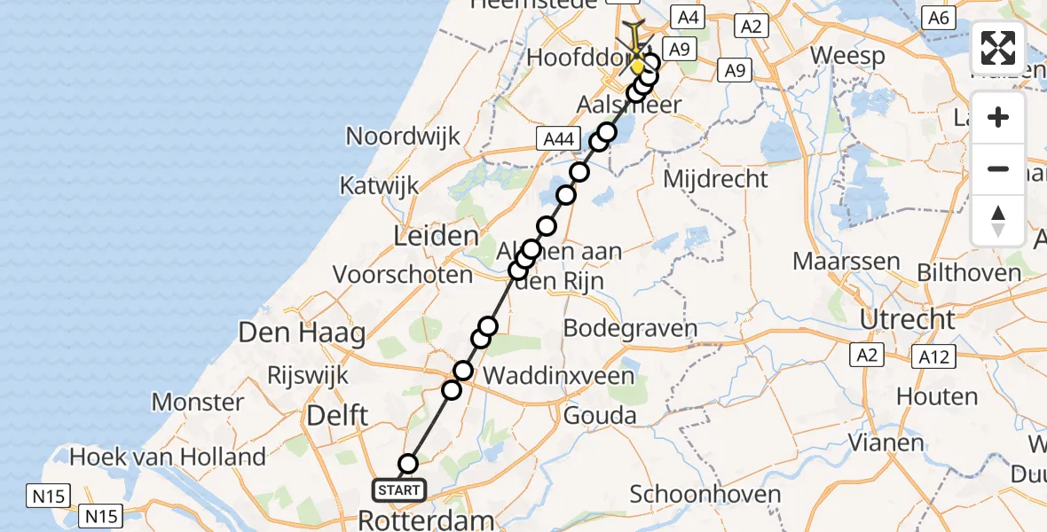 Routekaart van de vlucht: Lifeliner 2 naar Luchthaven Schiphol, Brandenburgbaan