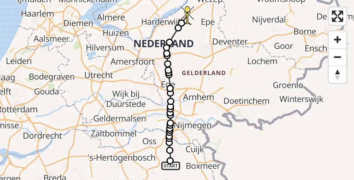 Routekaart van de vlucht: Lifeliner 3 naar Nunspeet, Houtvennen