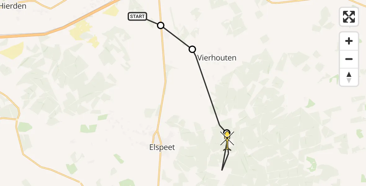 Routekaart van de vlucht: Politieheli naar Elspeet, Oude Leuvenumsepad