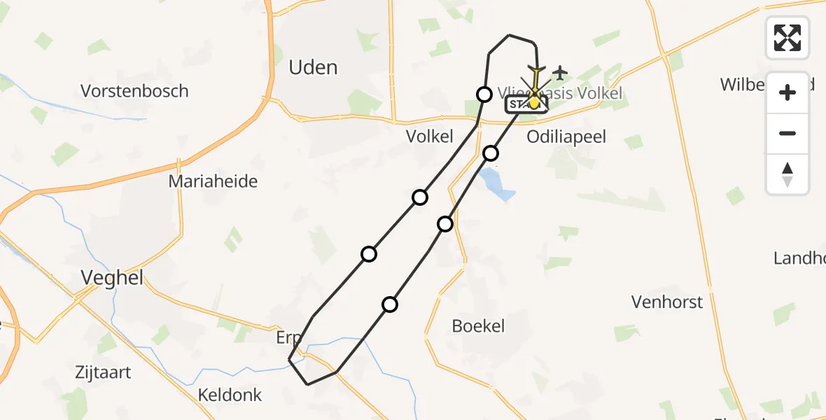 Routekaart van de vlucht: Lifeliner 3 naar Vliegbasis Volkel, Oosterheidestraat