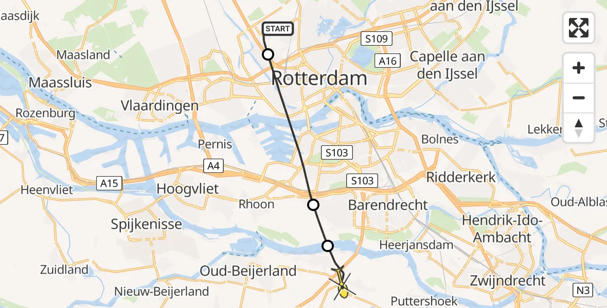 Routekaart van de vlucht: Lifeliner 2 naar Heinenoord, Gatwickbaan