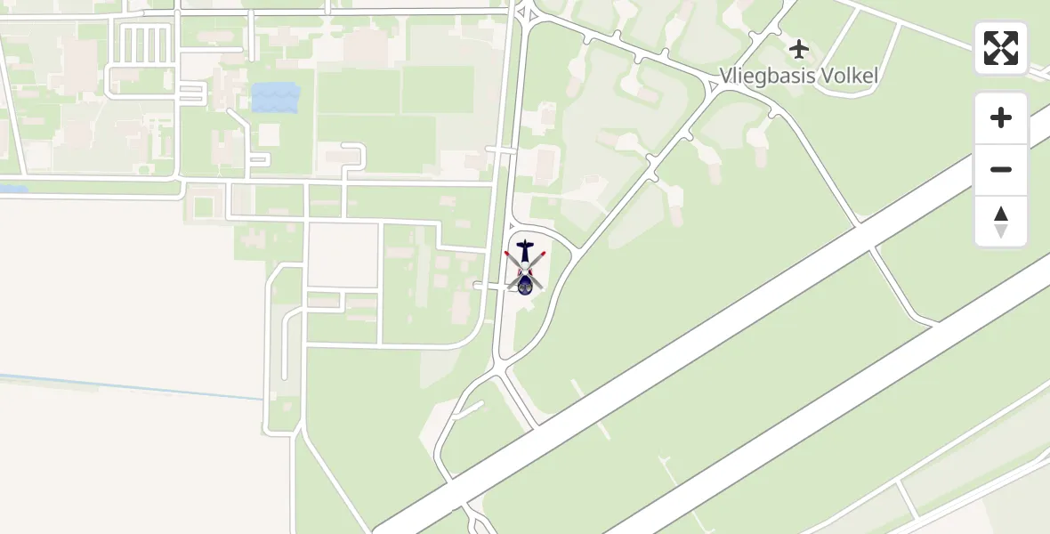 Vluchtroute Politiehelikopter van Vliegbasis Volkel naar Vliegbasis Volkel