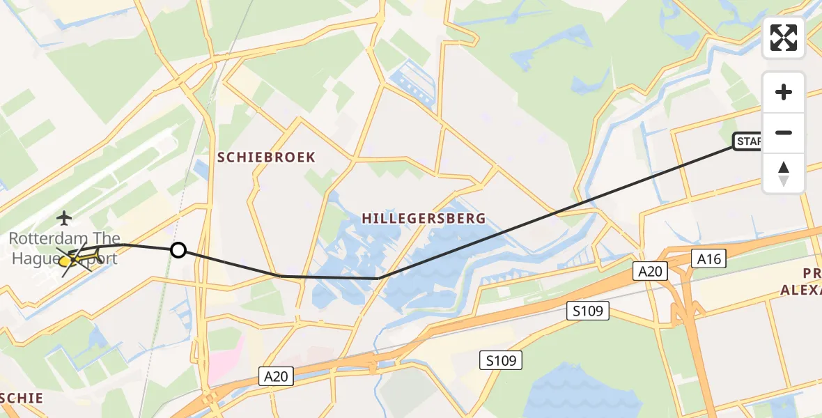 Routekaart van de vlucht: Lifeliner 2 naar Rotterdam The Hague Airport, Straatweg